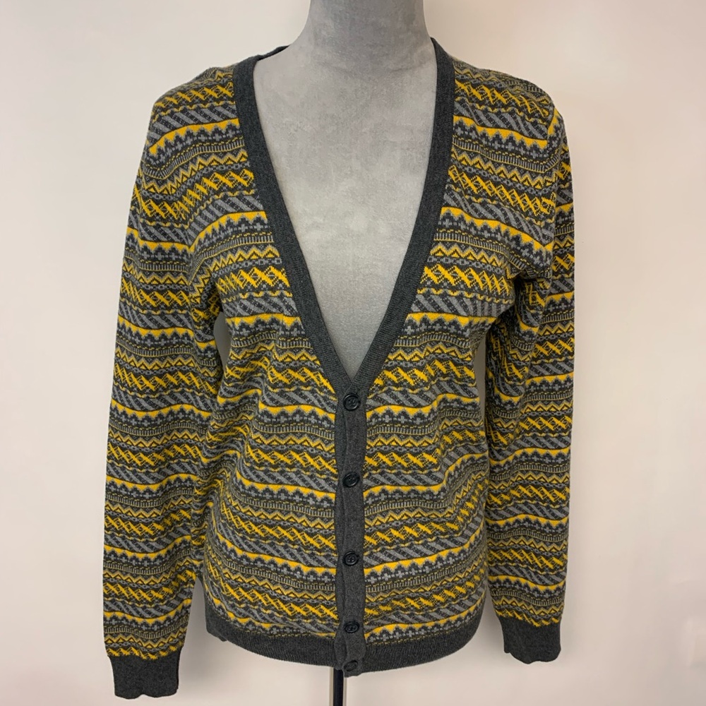 H&M Cardigan Sweater Multi Pattern Grunge Grandpa core Normcore Womens SZ S